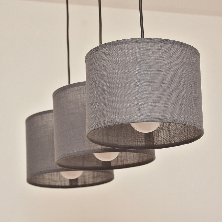 Suspension sur câble ALBA 3xE27/15W/230V grise