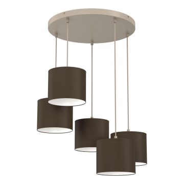 Suspension sur câble ARDEN 5xE27/15W/230V beige/marron