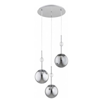 Suspension sur câble ARVENA 3xE14/10W/230V chrome brillant/noir/fumé