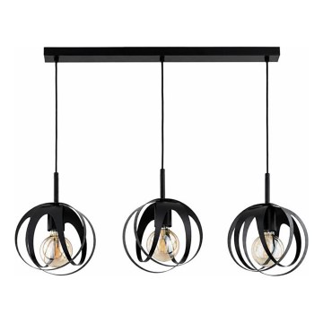 Suspension sur câble ASANI 3xE27/15W/230V noire