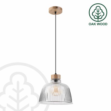 Suspension sur câble ASTA 1xE27/60W/230V Ø 28 cm chêne