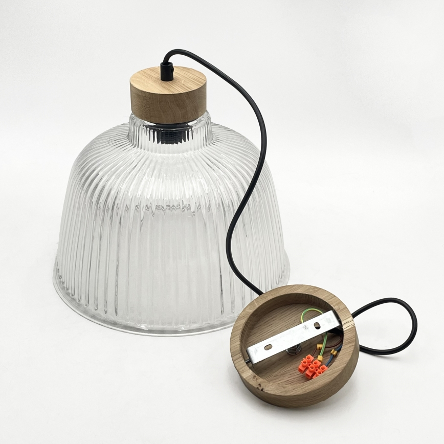 Suspension sur câble ASTA 1xE27/60W/230V Ø 28 cm chêne