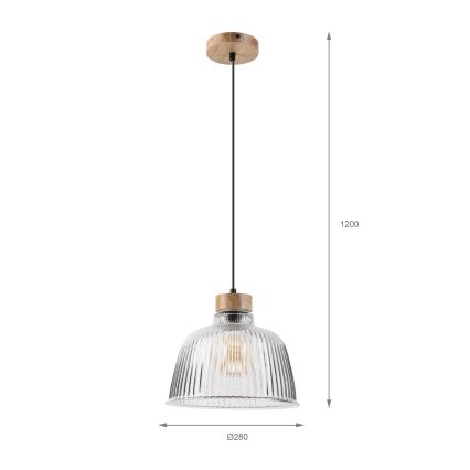 Suspension sur câble ASTA 1xE27/60W/230V Ø 28 cm chêne