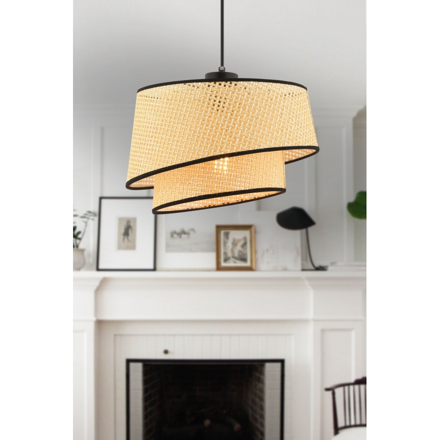 Suspension sur câble BARETTE 1xE27/60W/230V beige/noir