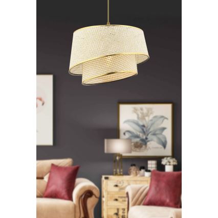 Suspension sur câble BARETTE 1xE27/60W/230V crème/dorée