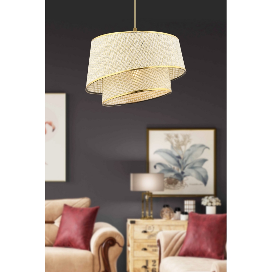 Suspension sur câble BARETTE 1xE27/60W/230V crème/dorée