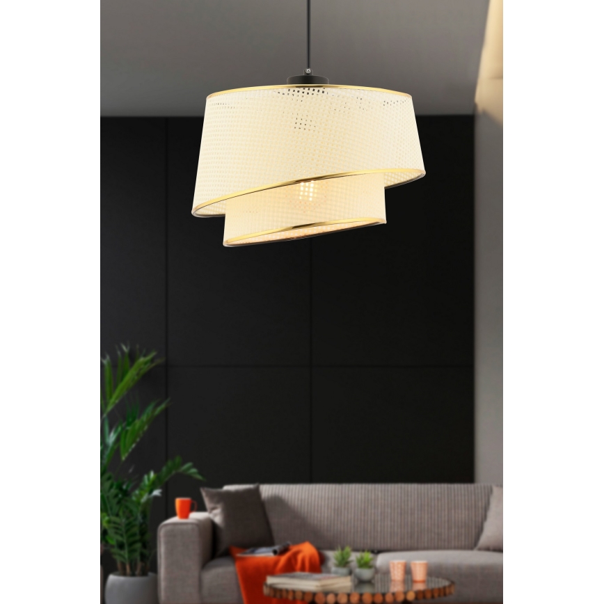 Suspension sur câble BARETTE 1xE27/60W/230V crème/dorée