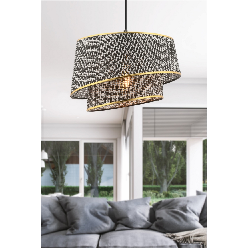 Suspension sur câble BARETTE 1xE27/60W/230V gris/doré
