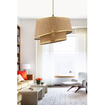 Suspension sur câble BARETTE 1xE27/60W/230V marron/doré
