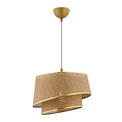 Suspension sur câble BARETTE 1xE27/60W/230V marron/doré