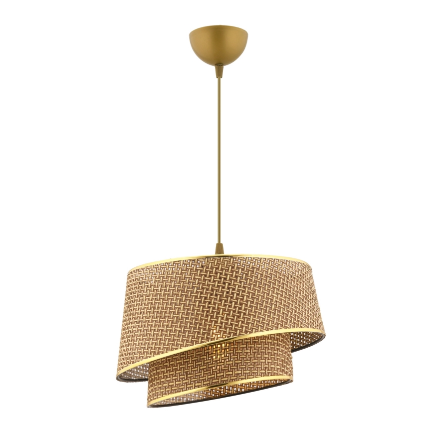 Suspension sur câble BARETTE 1xE27/60W/230V marron/doré