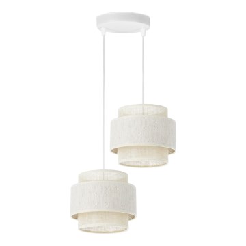 Suspension sur câble BOHO 2xE27/60W/230V crème/jute
