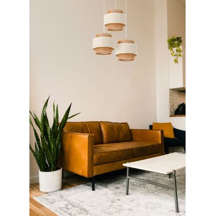Suspension sur câble BOHO 3xE27/60W/230V crème/jute
