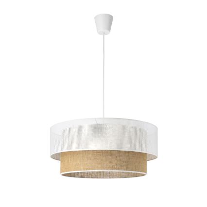 Suspension sur câble BORHO, 1x E27 60W 230V, Ø 50 cm, blanc/jute