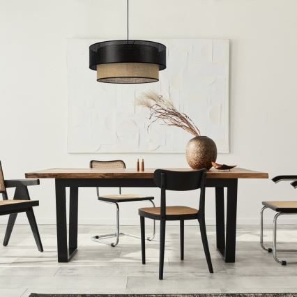 Suspension sur câble BORHO 1xE27/60W/230V noir/jute