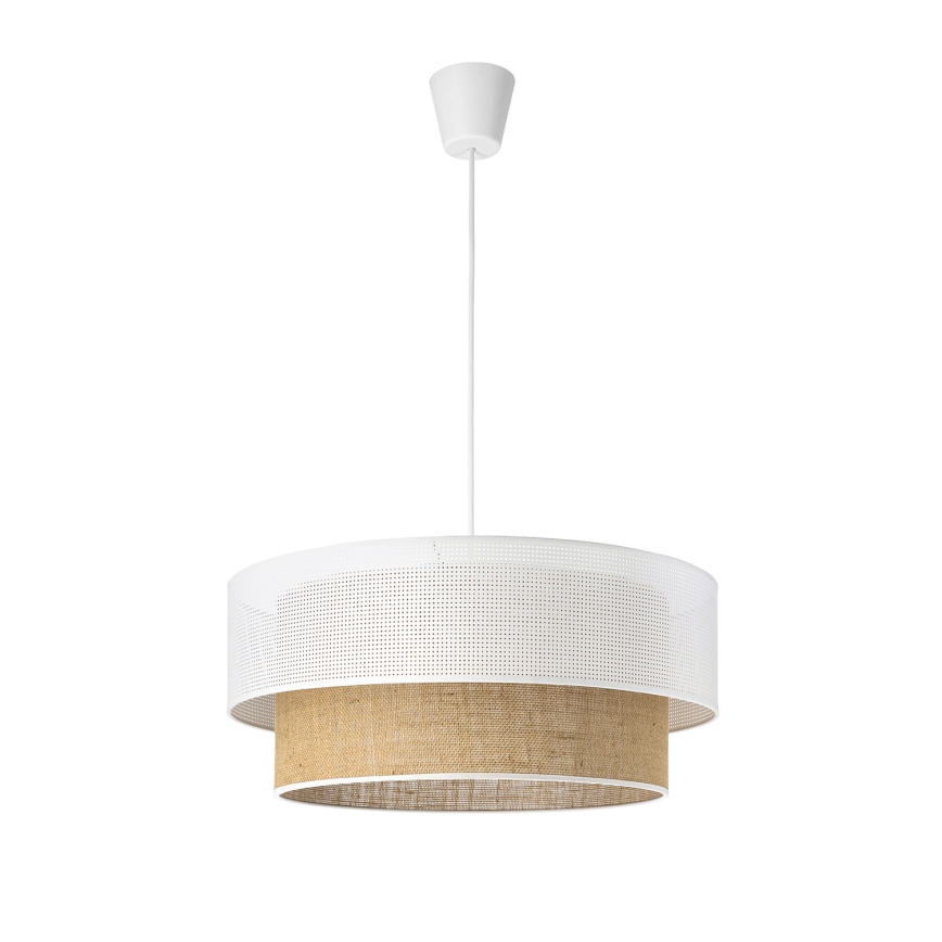 Suspension sur câble BORHO 1xE27/60W/230V Ø 40 cm blanc/jute