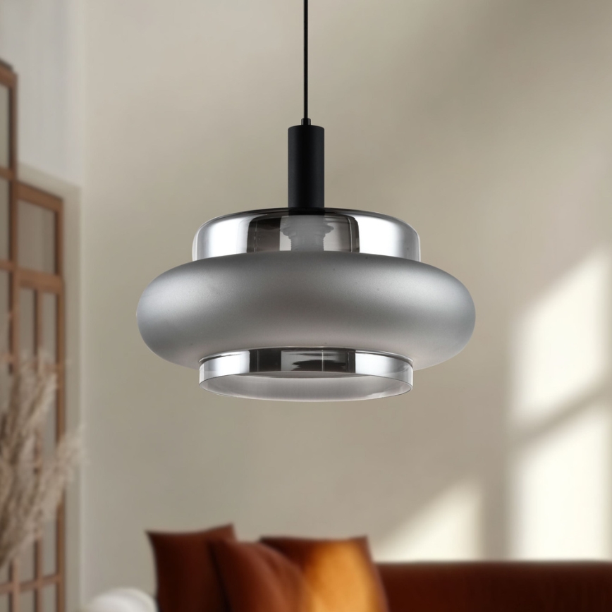 Suspension sur câble BRIZI 1xE27/40W/230V gris/fumé