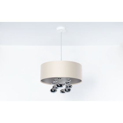 Suspension sur câble BUBBLE 1xE27/60W/230V Ø 40 cm beige