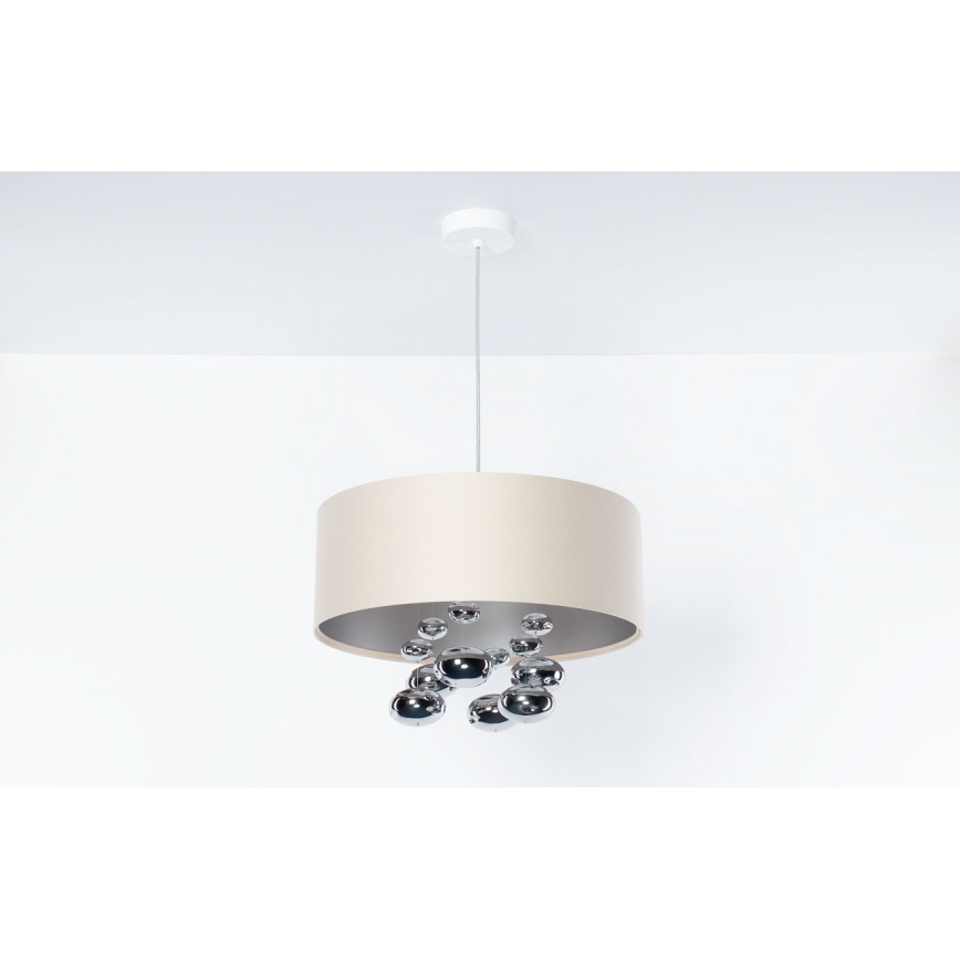 Suspension sur câble BUBBLE 1xE27/60W/230V Ø 40 cm beige