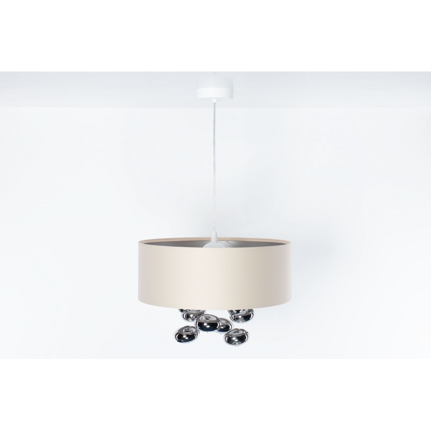 Suspension sur câble BUBBLE 1xE27/60W/230V Ø 40 cm beige
