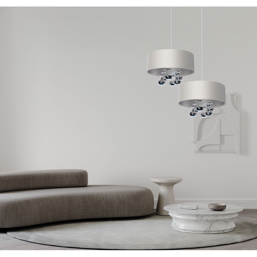 Suspension sur câble BUBBLE 1xE27/60W/230V Ø 40 cm blanc