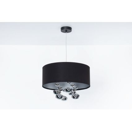 Suspension sur câble BUBBLE 1xE27/60W/230V Ø 40 cm noire