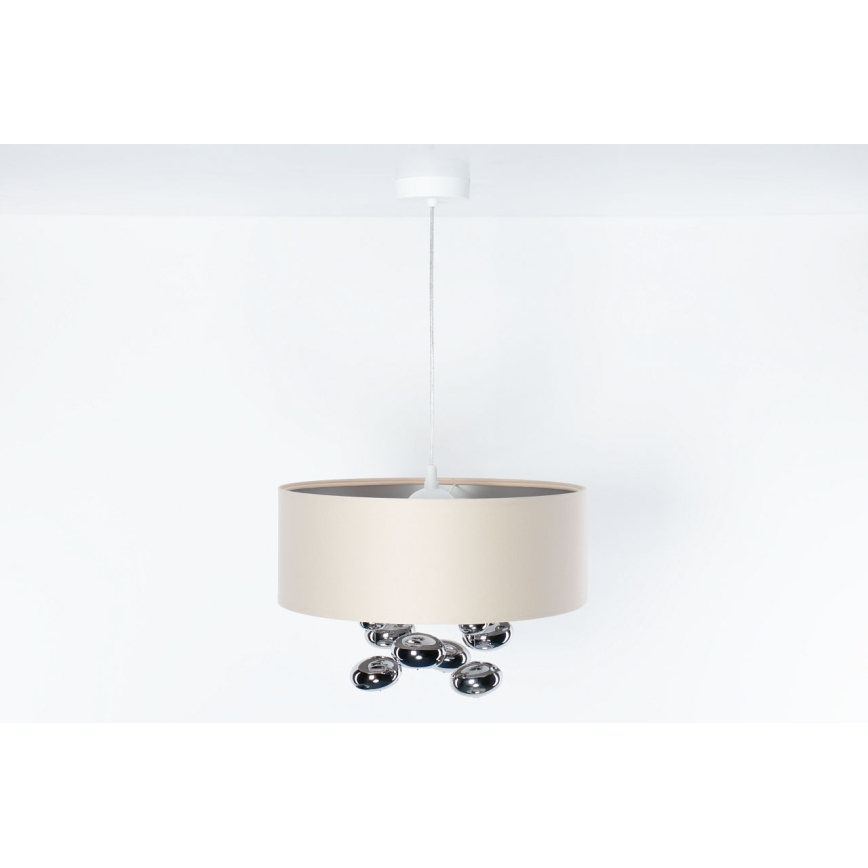 Suspension sur câble BUBBLE 1xE27/60W/230V Ø 50 cm beige