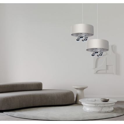 Suspension sur câble BUBBLE 1xE27/60W/230V Ø 50 cm blanche