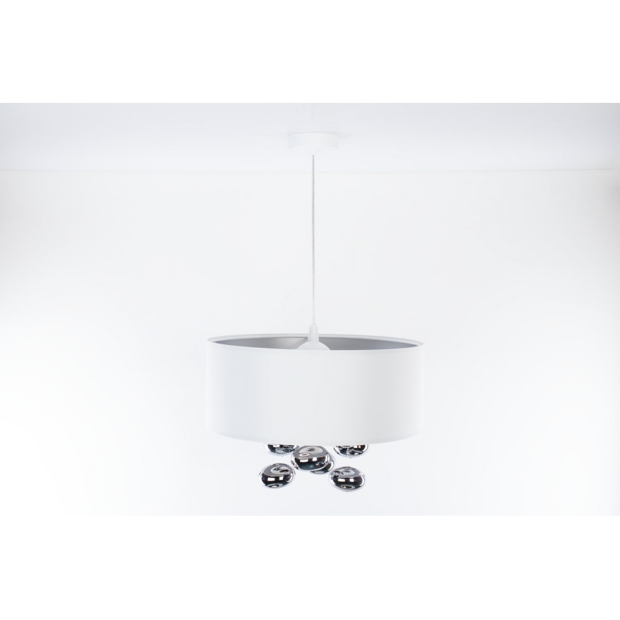 Suspension sur câble BUBBLE 1xE27/60W/230V Ø 50 cm blanche