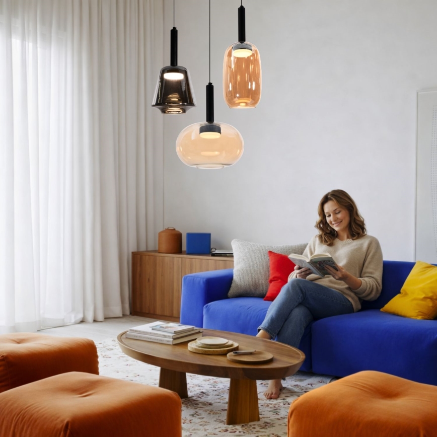 Suspension sur câble BUENO 1xGX53/9W/230V Ø 18 cm, noir fumé