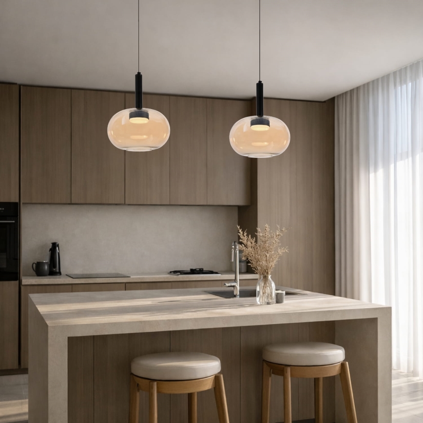 Suspension sur câble BUENO 1xGX53/9W/230V Ø 25 cm beige fumé