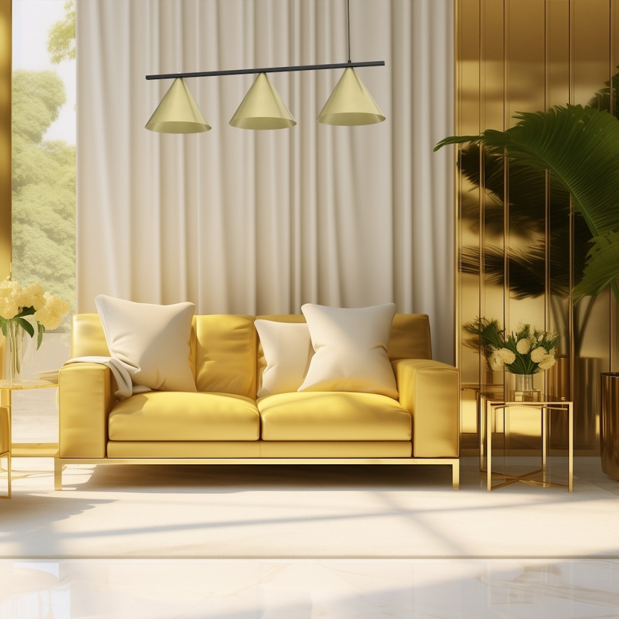 Suspension sur câble CAPITAL 3xGX53/15W/230V, finition dorée