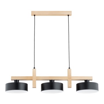 Suspension sur câble CERTA 3xE27/15W/230V noir/beige