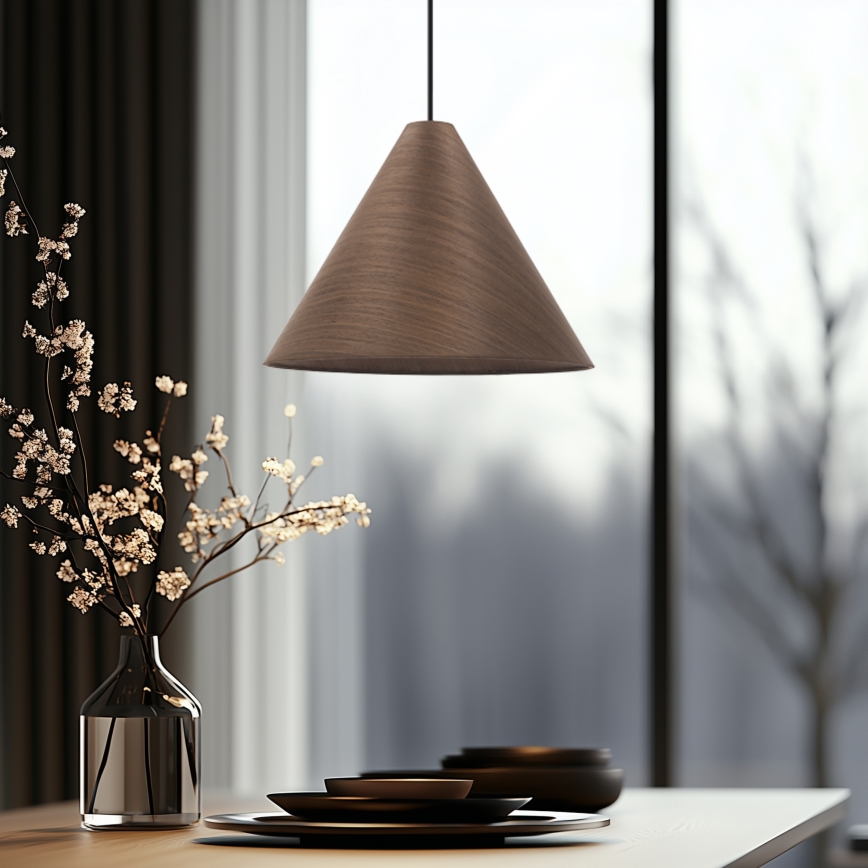 Suspension sur câble CONO 1xE27/40W/230V, placage en acajou