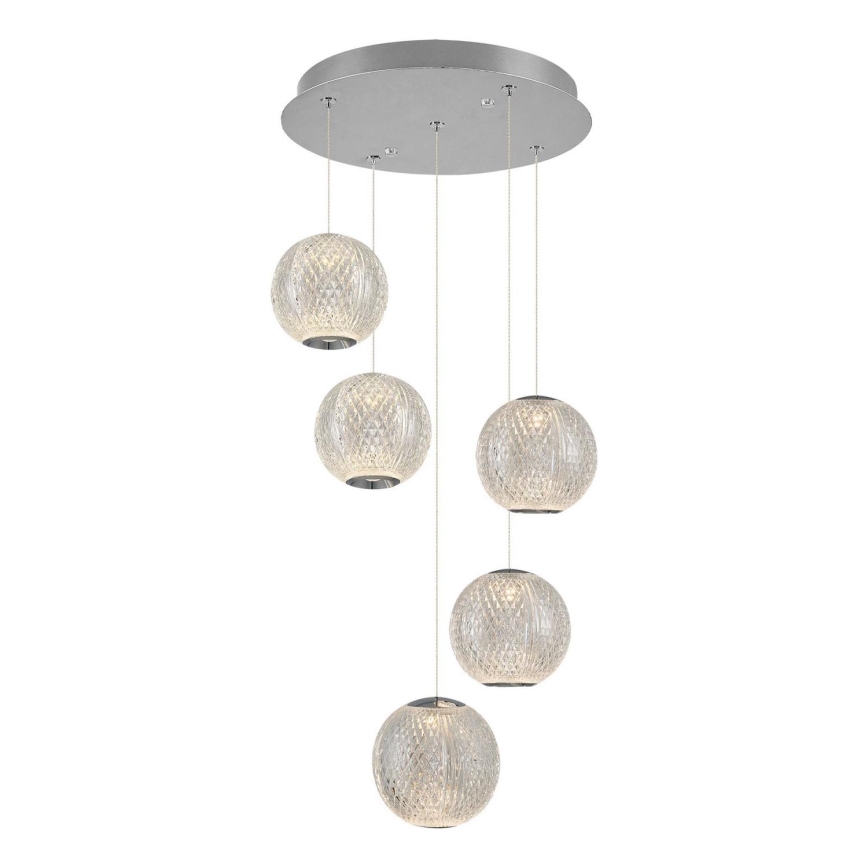 Suspension sur câble CREMONA 5xLED/5W/230V 3000K chrome mat