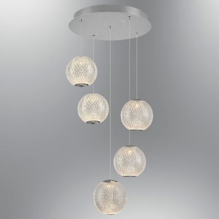 Suspension sur câble CREMONA 5xLED/5W/230V 3000K chrome mat