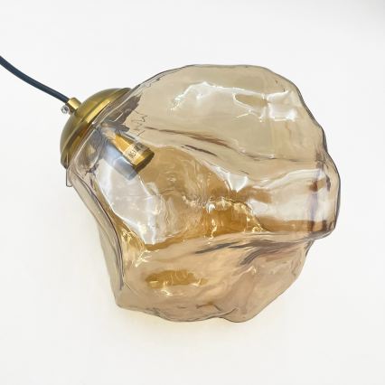 Suspension sur câble CRISTAL 3xE14/15W/230V, laiton/beige fumé