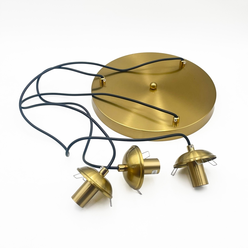Suspension sur câble CRISTAL 3xE14/15W/230V laiton/noir fumé
