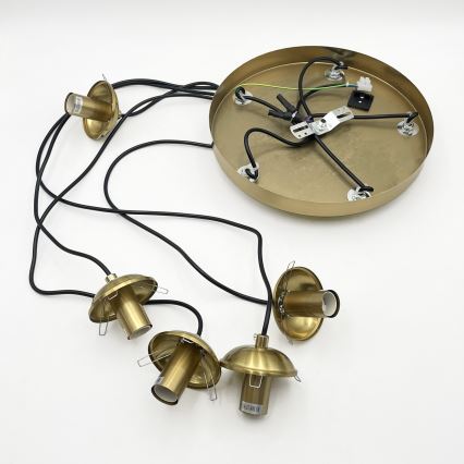 Suspension sur câble CRISTAL 5xE14/15W/230V laiton/beige fumé
