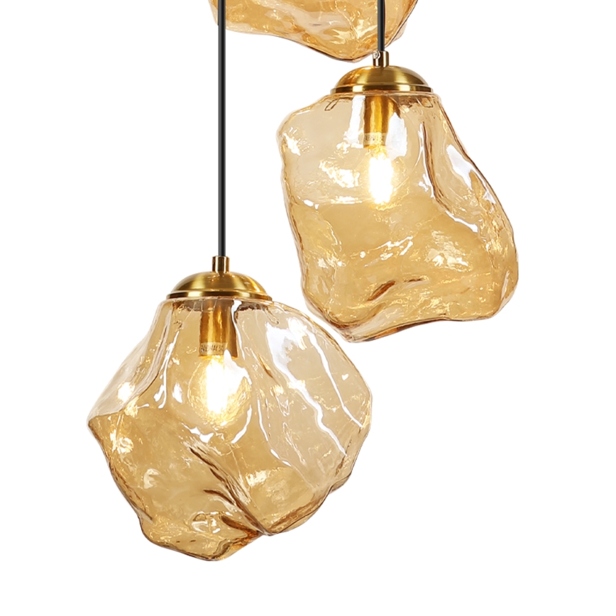 Suspension sur câble CRISTAL 5xE14/15W/230V laiton/beige fumé