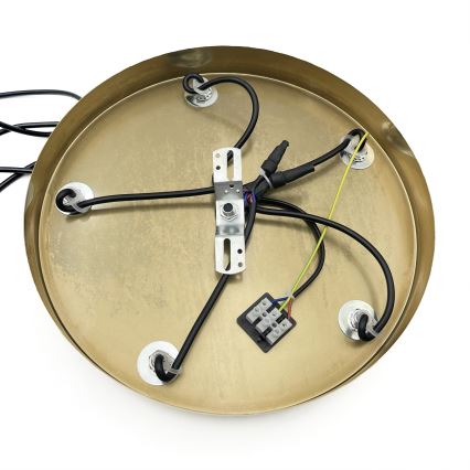 Suspension sur câble CRISTAL 5xE14/15W/230V laiton/beige fumé