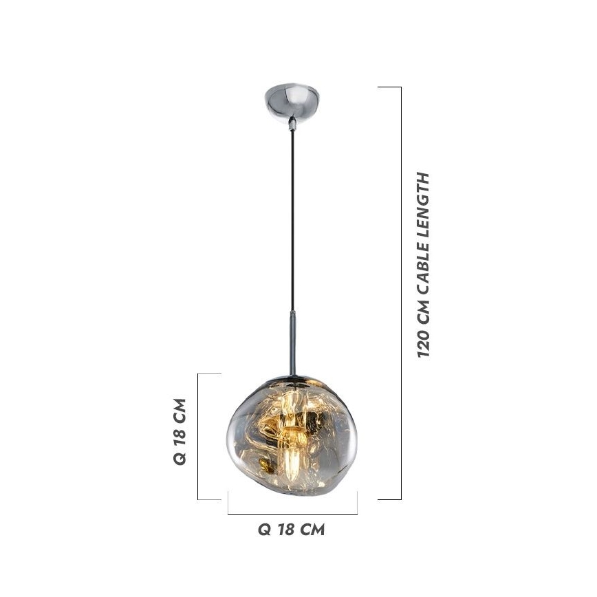 Suspension sur câble CRUMPLED 1xE27/24W/230V Ø 18 cm fumé