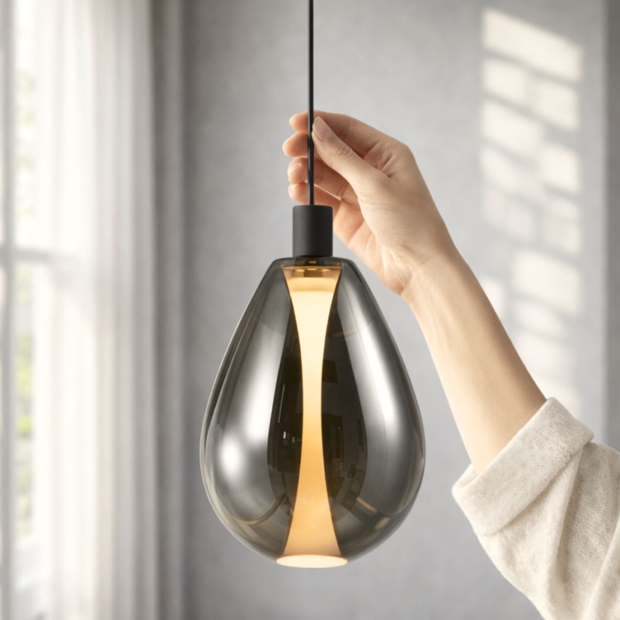 Suspension sur câble DENSO 1xG9/5W/230V Ø 20 cm chrome noir