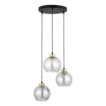 Suspension sur câble DEVI 3xE27/15W/230V noir/transparent