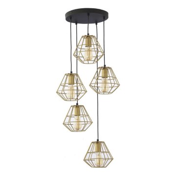 Suspension sur câble DIAMOND 5xE27/15W/230V noir/doré