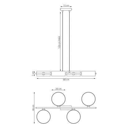 Suspension sur câble DRUMZ 4xE14/10W/230V noire