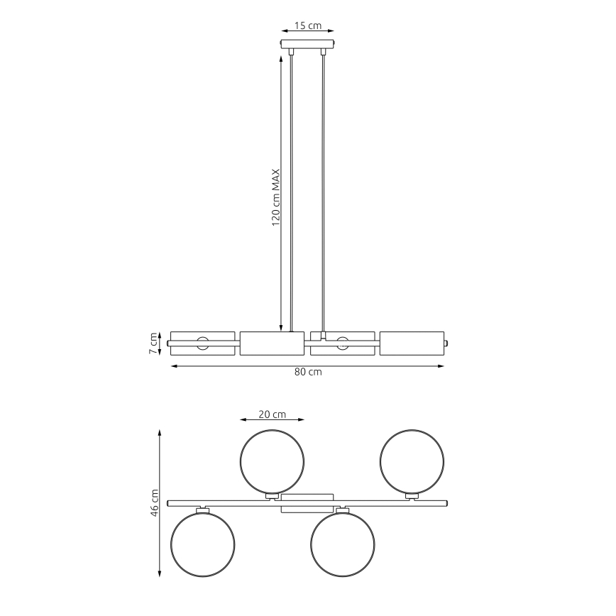 Suspension sur câble DRUMZ 4xE14/10W/230V noire