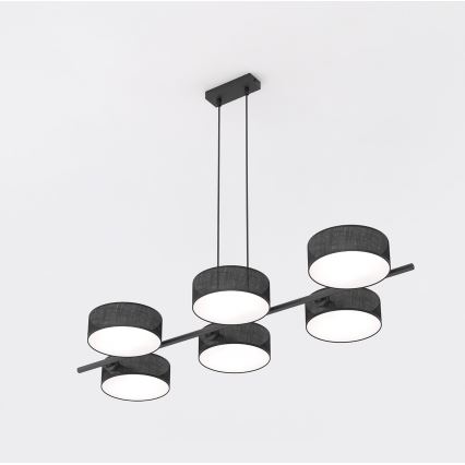 Suspension sur câble DRUMZ 6xE14/10W/230V noire
