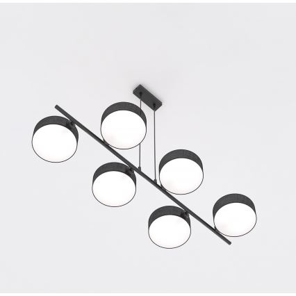 Suspension sur câble DRUMZ 6xE14/10W/230V noire