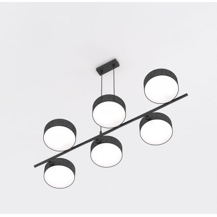 Suspension sur câble DRUMZ 6xE14/10W/230V noire